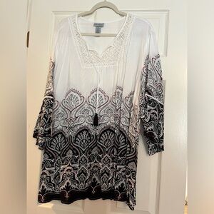 Catherine’s 3x printed peasant blouse